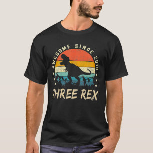 Kinder Drei Rex 3D Geburtstag Dritter Dinosaurier T-Shirt