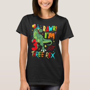 Kinder Drei Rex Geburtstagsparty Outfit Dinosaur 3 T-Shirt
