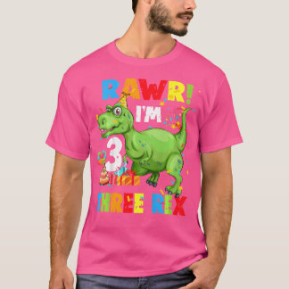 Kinder Drei Rex Geburtstagsparty Outfit Dinosaur 3 T-Shirt