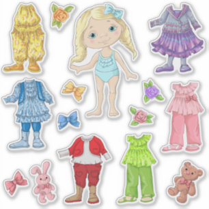 Kinder-Dress-A-Blonde-Doll-Aufkleber Aufkleber