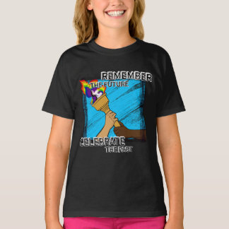 Kinder durchqueren die Regenbogenpresse T-Shirt