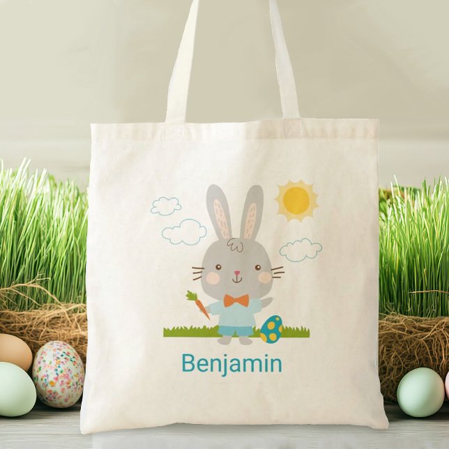 Kinder Ei Jagd Osterfest Sonnentag Tasche (A cute Easter bunny tote bag. Great for the Easter Egg hunt. Personalize it with your name.)