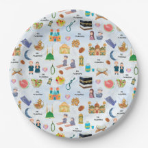 Kinder-Eid-Mubarak-Papierteller – Farbreiches Isla