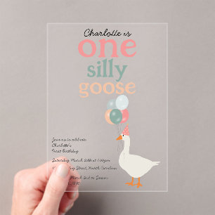 Kinder Ein Albernes Gänse 1. Niedliche Geburtstag Acryleinladungen