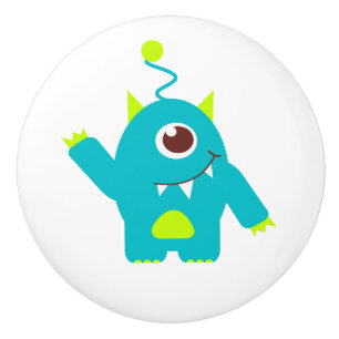 Kinder einäugige Alien Aqua Schubladengriff / Türk Keramikknauf