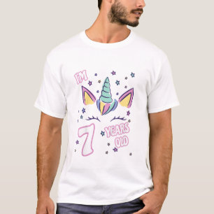 Kinder Einhorn 7. Geburtstag ich bin 7 Jahre alt M T-Shirt