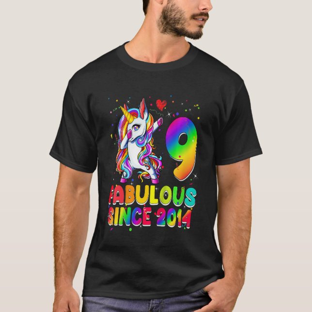 Kinder Einhorn 9 Jahre alt Fabelhaft seit 2014 9th T-Shirt (Vorderseite)