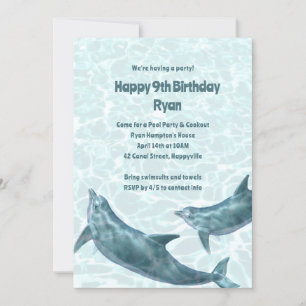 Kinder-Einladungen zur Delfin-Geburtstagsfeier Einladung