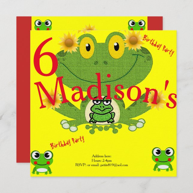 Kinder Einladungskarten zum Geburtstag (Vorne/Hinten)