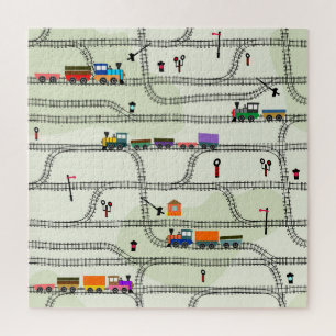 Kinder Eisenbahn: Lustiges nahtloses Muster Puzzle