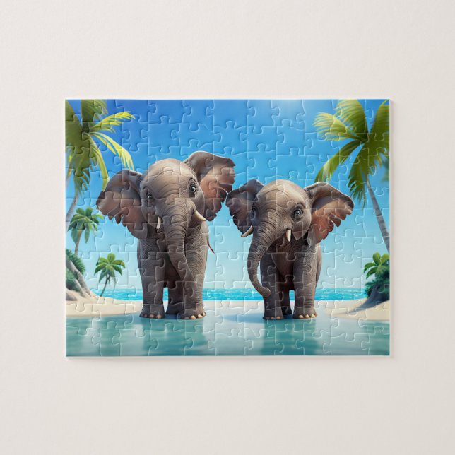 Kinder Elephants Jigsaw Puzzle - Tropical (Horizontal)
