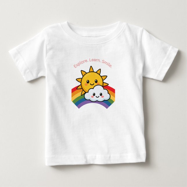 Kinder Entdecken. Lernen. Lächeln T-Shirt (Vorderseite)