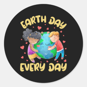 Kinder Erde Tag jeden Tag Happy Earth Day Kleinkin Runder Aufkleber