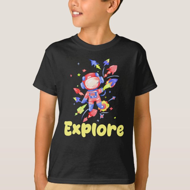 Kinder erforschen den Weltraum T-Shirt (Vorderseite)
