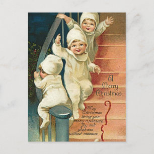 Kinder erfüllt von Weihnachtsfreude Feiertagspostkarte