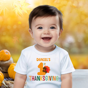 Kinder erster Erntedank Türkei Name Funny Baby T-shirt