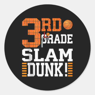 Kinder erster Schultag Slam Dunk Baske Runder Aufkleber