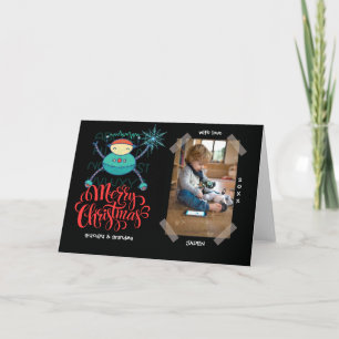 Kinder Erziehungs-ABC-Roboter DIY Weihnachtsfoto Karte