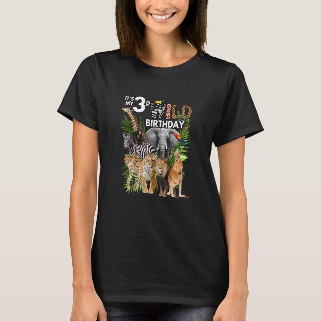 Kinder Es ist mein 3d Wild Birthday Safari Animals T-Shirt (Vorderseite)