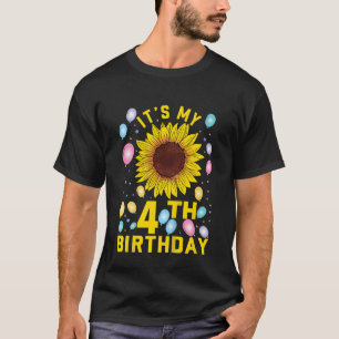 Kinder Es ist mein 4. Geburtstag Sonnenblume 4 Jah T-Shirt