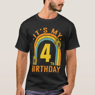 Kinder Es ist mein 4. Geburtstag Sonnenblume 4 Jah T-Shirt