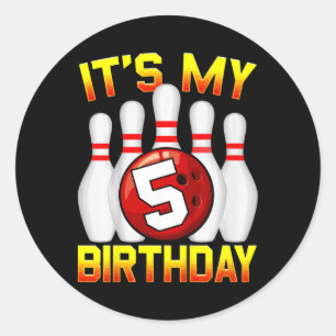 Kinder Es ist mein 5. Geburtstag Bowling 5 Jahre a Runder Aufkleber