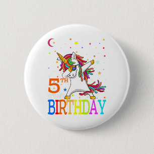 Kinder Es ist mein 5. Geburtstag Einhorn 5 Jahre a Button