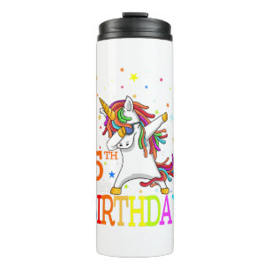 Kinder Es ist mein 5. Geburtstag Einhorn 5 Jahre a Thermosbecher