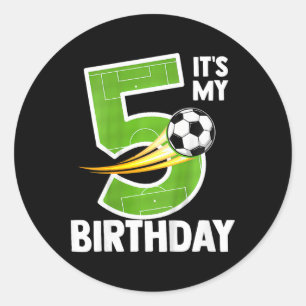 Kinder Es ist mein 5. Geburtstag Junge Fußball Ll  Runder Aufkleber
