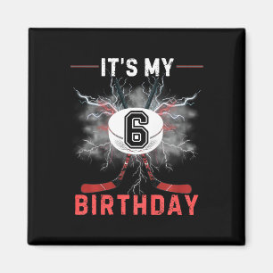 Kinder Es ist mein 6. Geburtstag Hockey Junge Lust Magnet