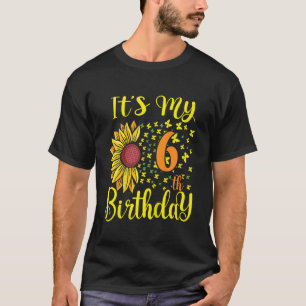 Kinder Es ist mein 6. Geburtstag Sonnenblume 6 Jah T-Shirt