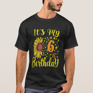 Kinder Es ist mein 6. Geburtstag Sonnenblume 6 Jah T-Shirt