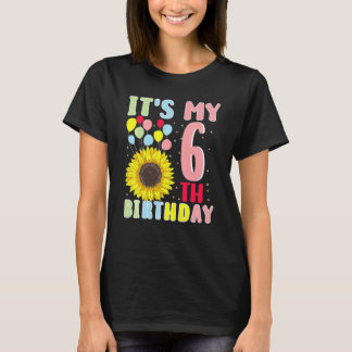 Kinder Es ist mein 6. Geburtstag Sonnenblume 6 Jah T-Shirt