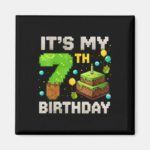 Kinder Es ist mein 7. Geburtstag Gamer Pixel Gebur Magnet