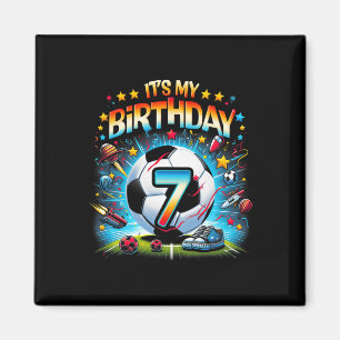 Kinder Es ist mein 7. Geburtstag Jungen Fußball Fu Magnet