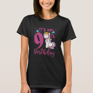 Kinder Es ist mein 9. Geburtstag Einhorn Kind 9 Ja T-Shirt