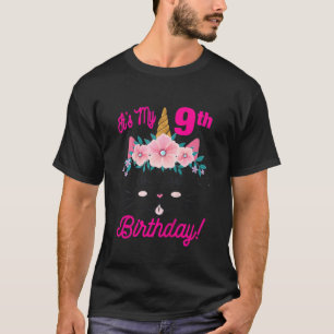 Kinder Es ist mein 9. Geburtstag Mädchen Kitty Cat T-Shirt