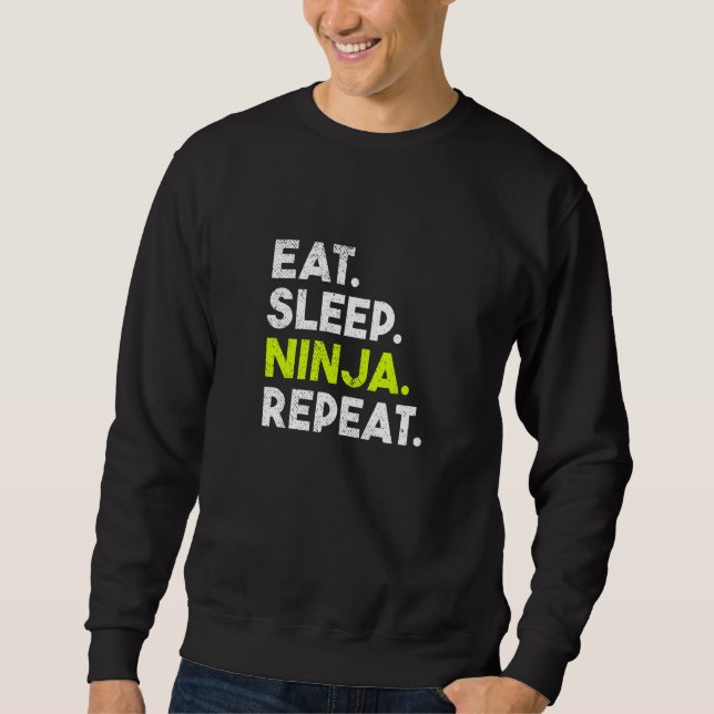 Kinder essen Sleep Ninja Wiederholung Ninja Sweatshirt (Vorderseite)