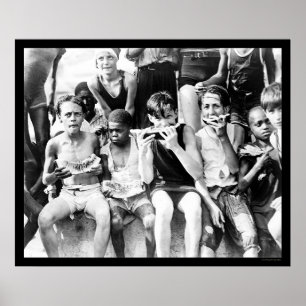 Kinder essen Wassermelon 1910 Poster