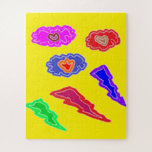 Kinder extra lautes Party in Gelb-Rosa-Blau-Kunst Puzzle