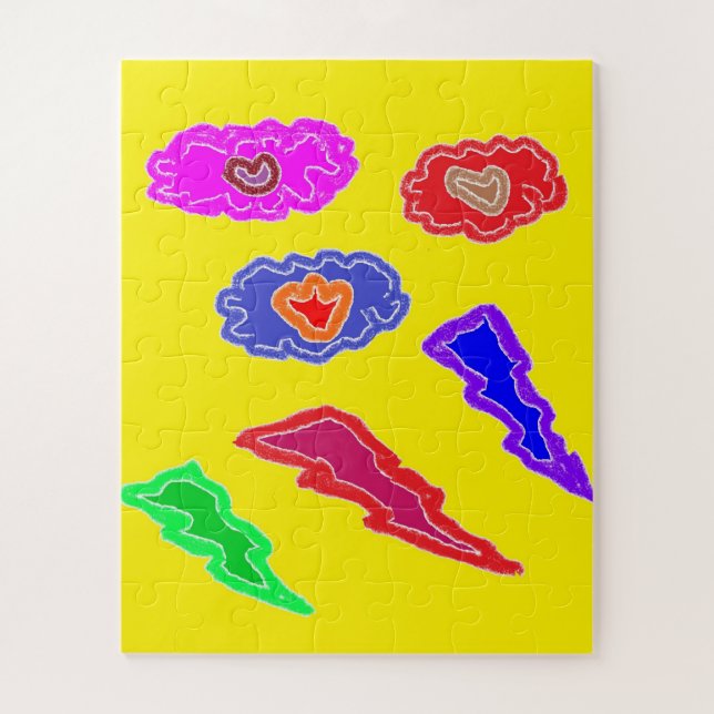 Kinder extra lautes Party in Gelb-Rosa-Blau-Kunst Puzzle (Vertikal)