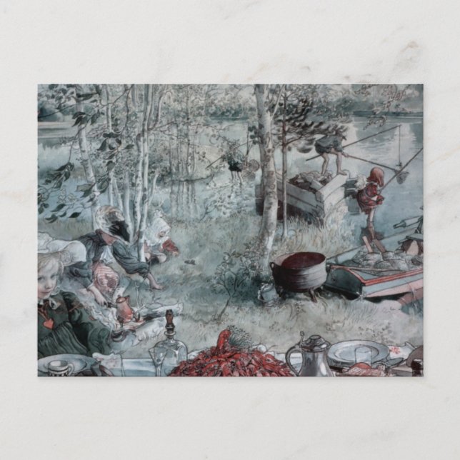 Kinder fangen Crawdads Postkarte (Vorderseite)