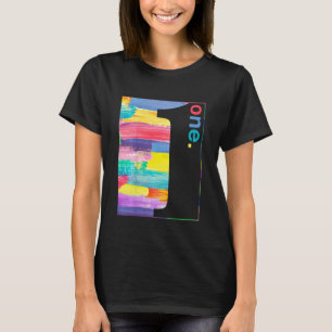 Kinder Farbenfrohe Nummer 1 Eins Geburtstagskinder T-Shirt