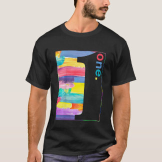Kinder Farbenfrohe Nummer 1 Eins Geburtstagskinder T-Shirt