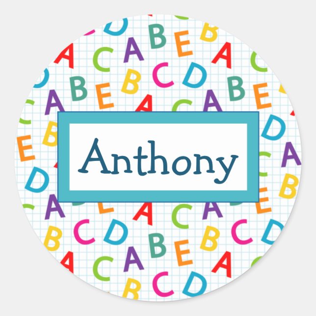Kinder farbiges Schulmuster Runder Aufkleber (Vorderseite)