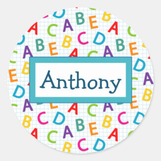 Kinder farbiges Schulmuster Runder Aufkleber