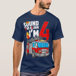Kinder Feuerwehrfahrzeug 4. Geburtstag Junge Feuer T-Shirt