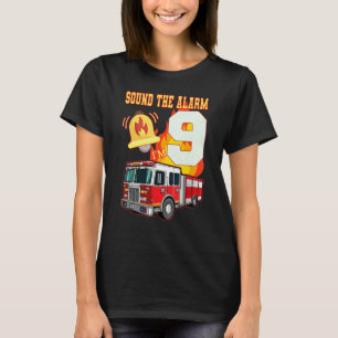 Kinder Feuerwehrfahrzeug 9. Geburtstag Junge Feuer T-Shirt