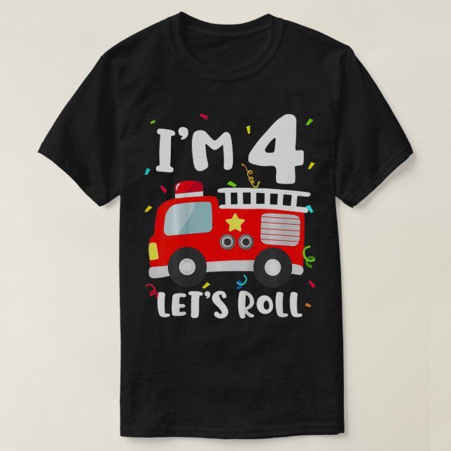 Kinder Feuerwehrwagen 4. Geburtstag Kleinkind Kids T-Shirt (Design vorne)
