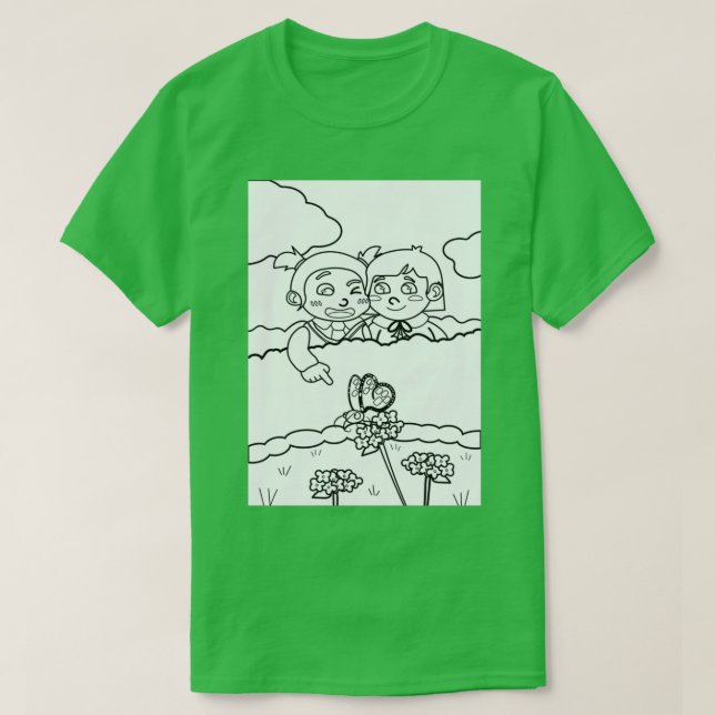 Kinder finden einen Schmetterling wie die Farbbüch T-Shirt (Design vorne)